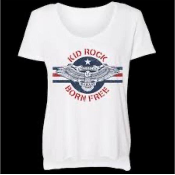 KID ROCK Born Free Short Sleeve T-Shirt Women's Large Cotton NEW without Tags Cl - Picture 1 of 3